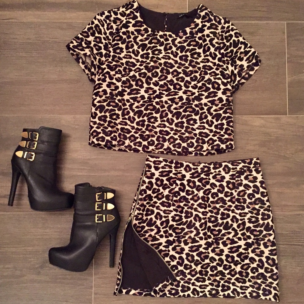 Ark & Co Leopard Skirt Set